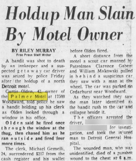 Palmer Motel - Nov 1970 Robbery